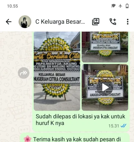 Pengiriman Papan Bunga Duka Brambang Diwek